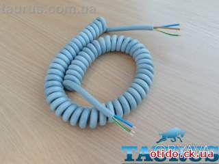 Кабель спиральный серый ThermoPulse Power Gray 0.5m 3G1.5 / растяжение до 3м