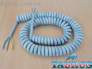 Кабель спиральный серый ThermoPulse Power Gray 0.75m 3G1.5 / растяжение до 4