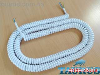 Кабель спиральный белый ThermoPulse Power White 2m 3G1.5 / растяжение до 12м